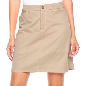 Croft & Barrow 14 Khaki Flat Front Classic Fit Stretch Skort w/Pockets